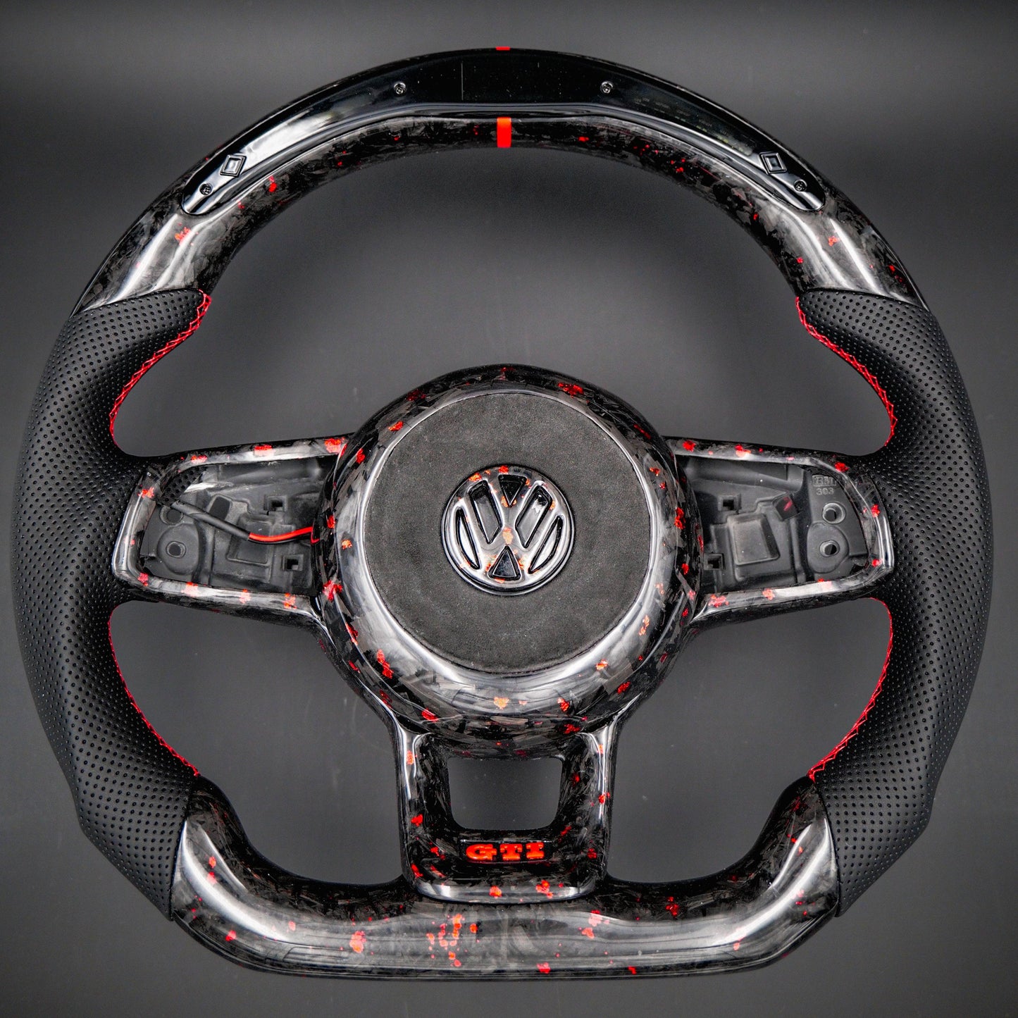 Forged Carbon Fiber LED Steering Wheel Blue Perforated Leather Blue Stitching for Volkswagen Golf 7 7.5 R Rline 2013-2020