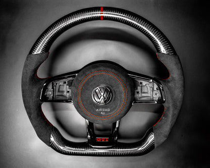 Volant carbone Alcantara rouge pour Volkswagen Golf 7 7.5 GTI GTD R