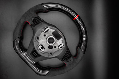 Volant carbone compatible VW Golf 8 / 8.5 GTI –  Alcantara Rouge