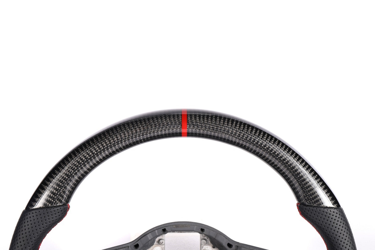 Volant fibre de carbone cuir perforé surpiqûre rouge pour VW GOLF 7 7.5 GTI GTD R